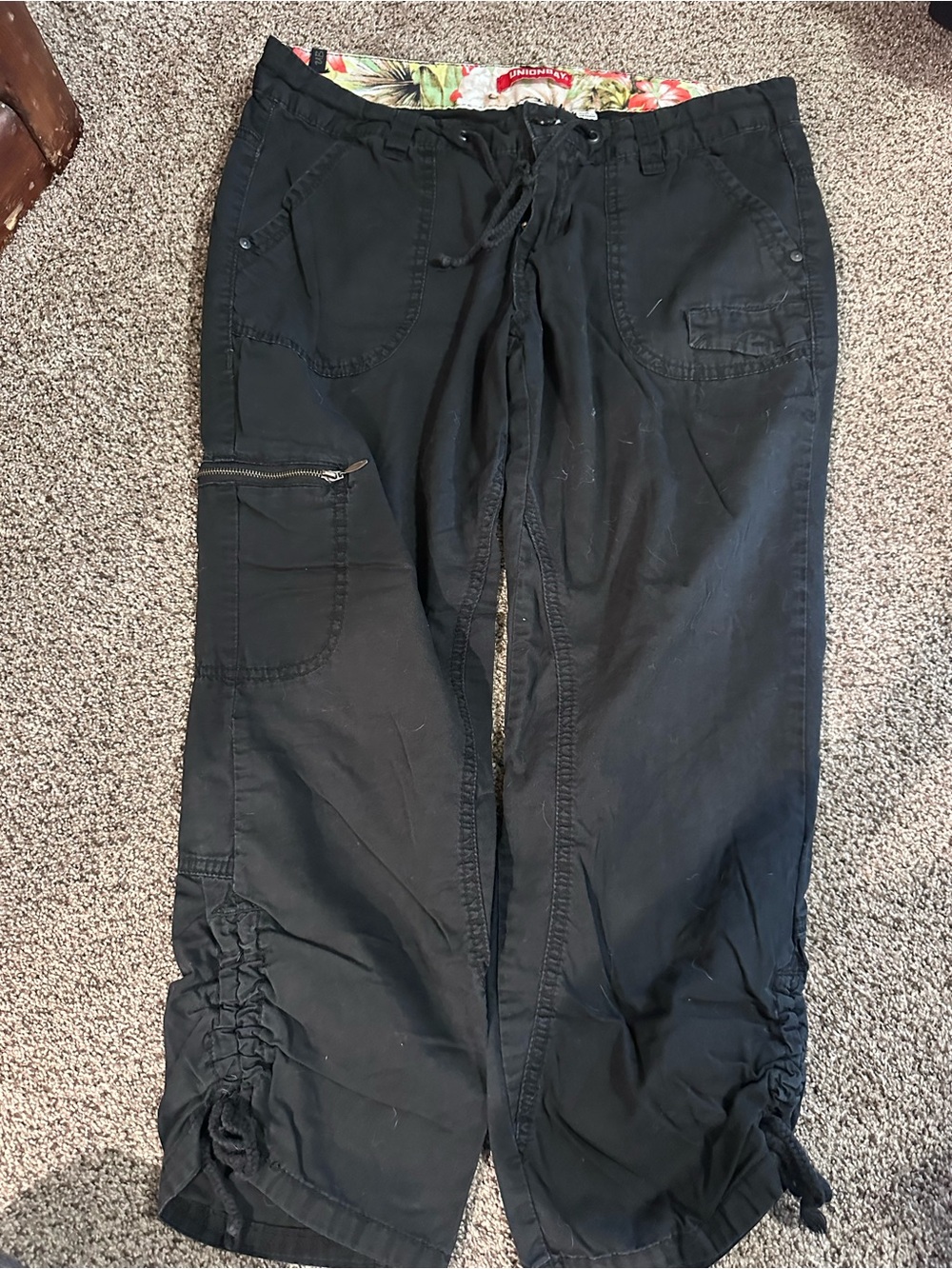 UNIONBAY Black Cargo Drawstring Utility Pants